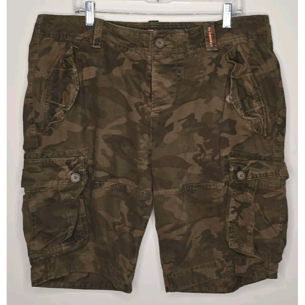 Superdry Shorts Mens XXL Green Camo Cargo Utility Casual Military Shorts‎ W38